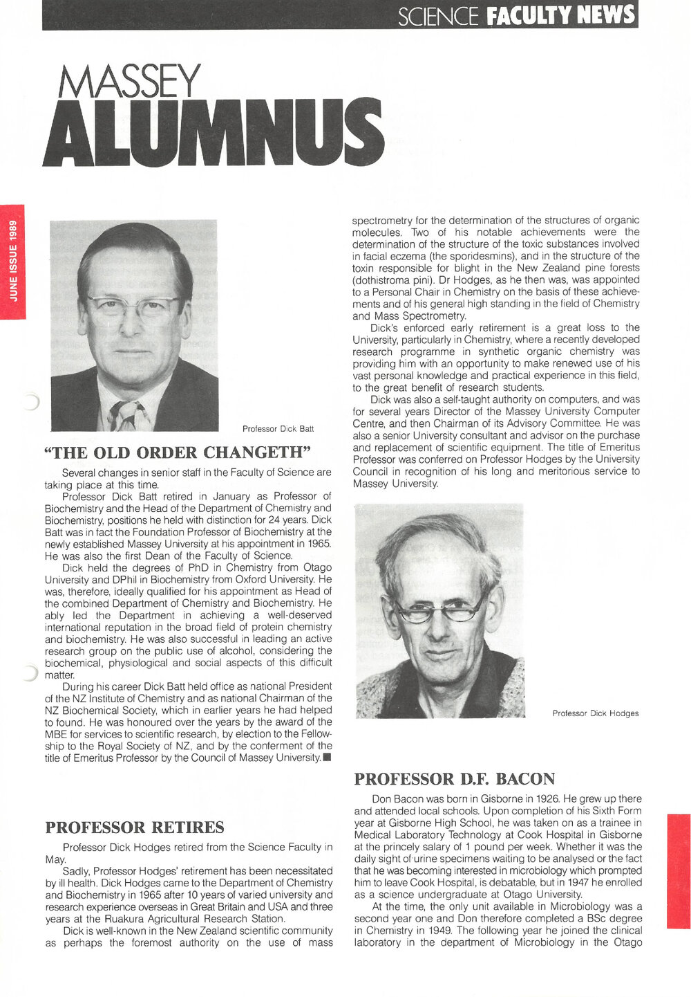 Massey Alumnus - Science Faculty News, June 1989
