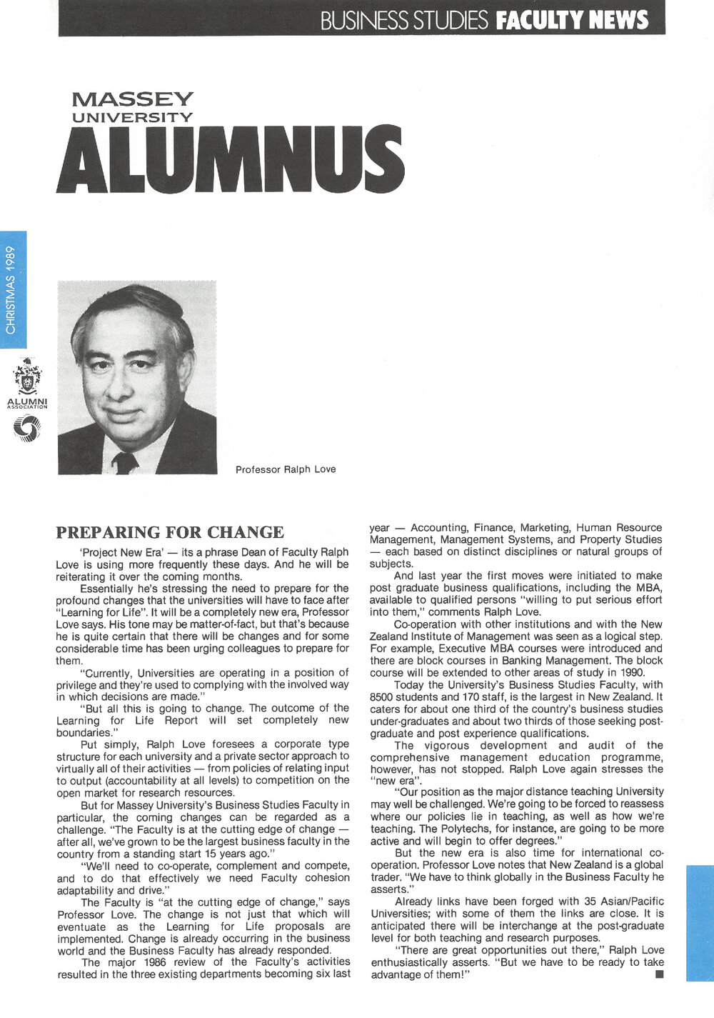 Massey Alumnus - Business Studies Faculty News, December 1989