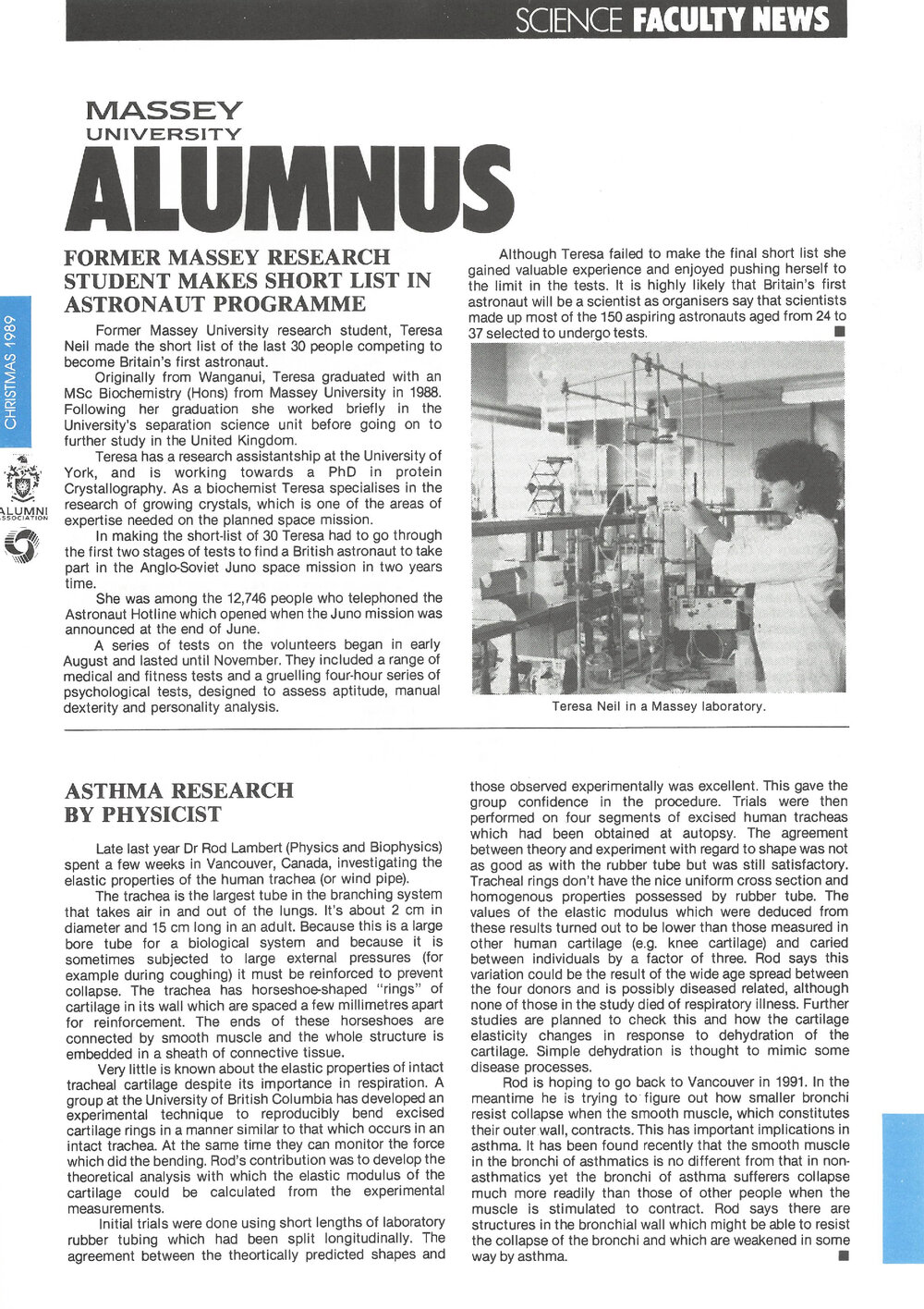 Massey Alumnus - Science Faculty News, December 1989