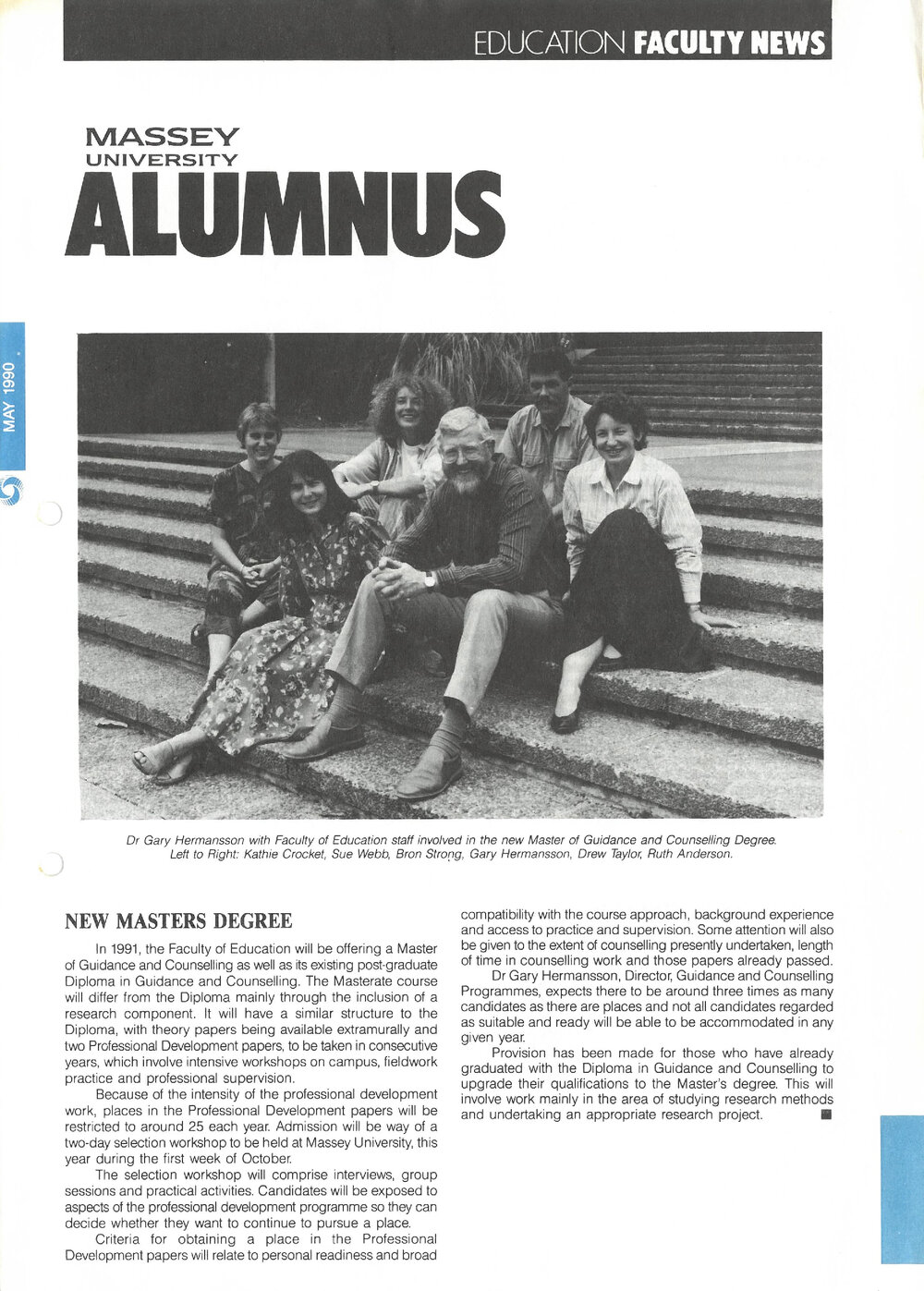 Massey Alumnus - Education Faculty News, May 1990
