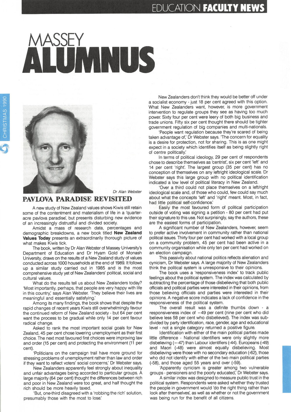 Massey Alumnus - Education Faculty News, December 1990