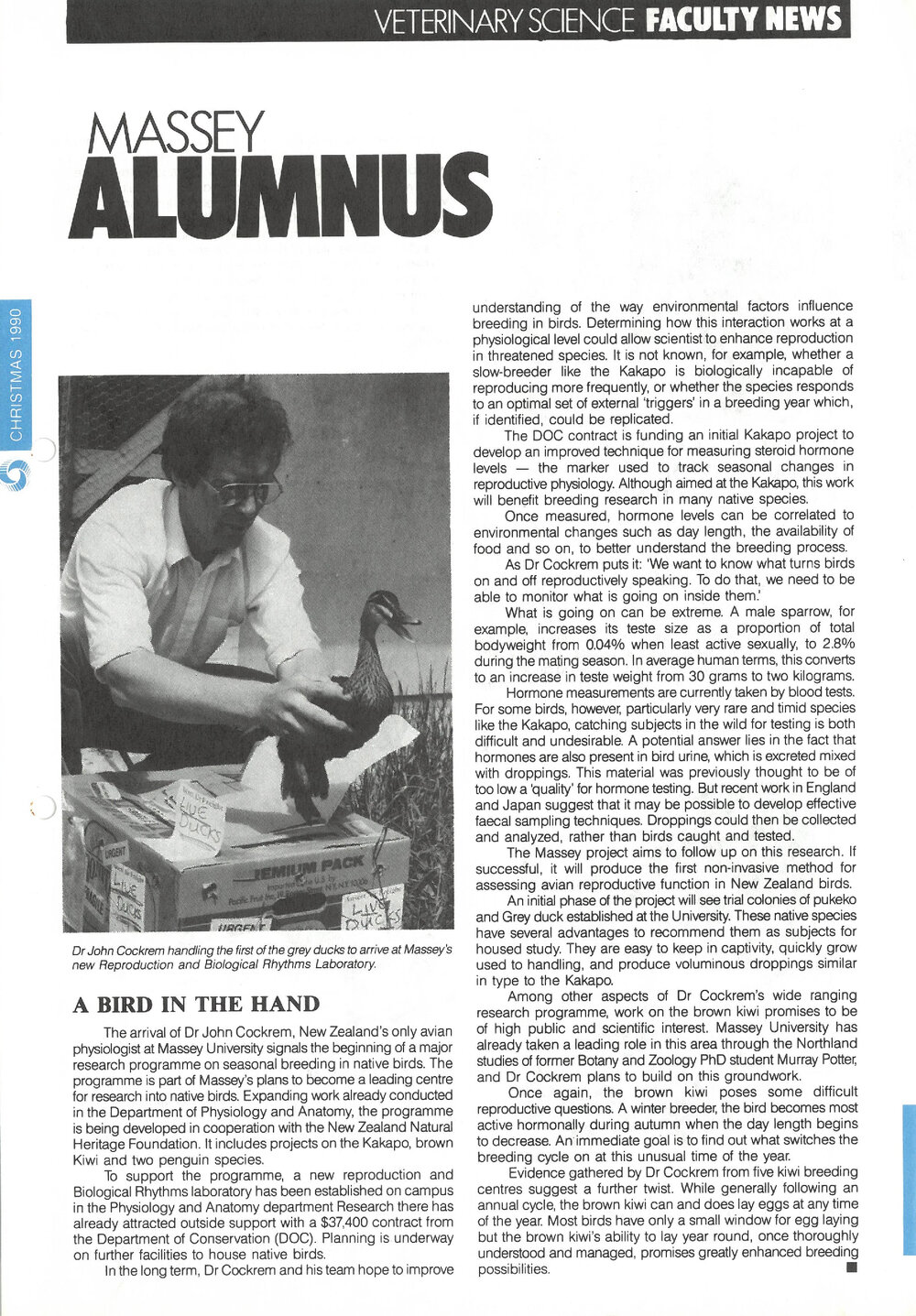 Massey Alumnus - Veterinary Science Faculty News, December 1990