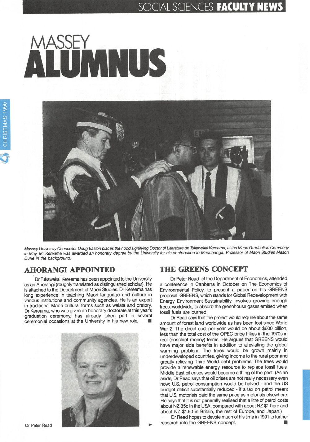 Massey Alumnus - Social Sciences Faculty News, December 1990