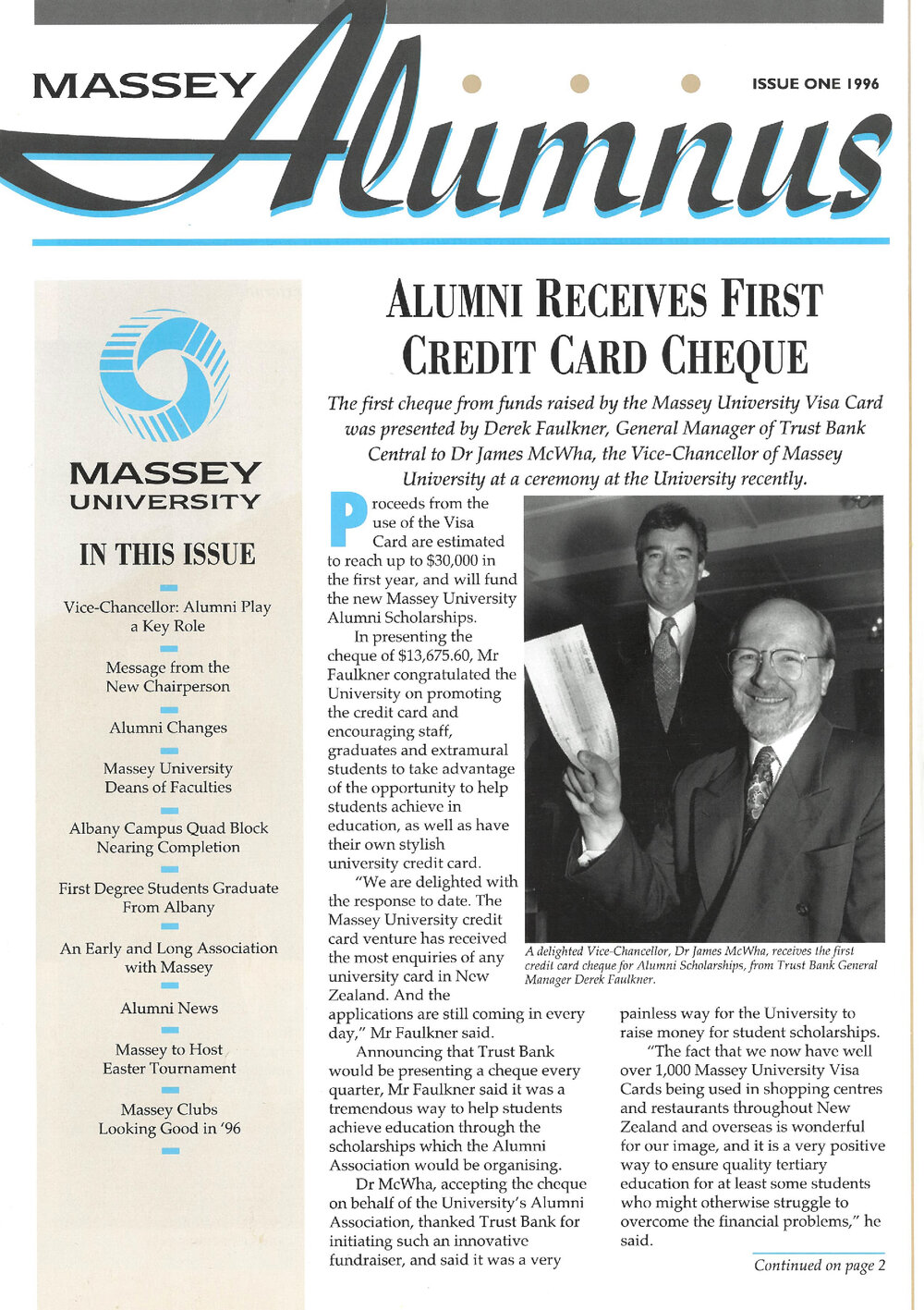 Massey Alumnus, Issue One, 1996