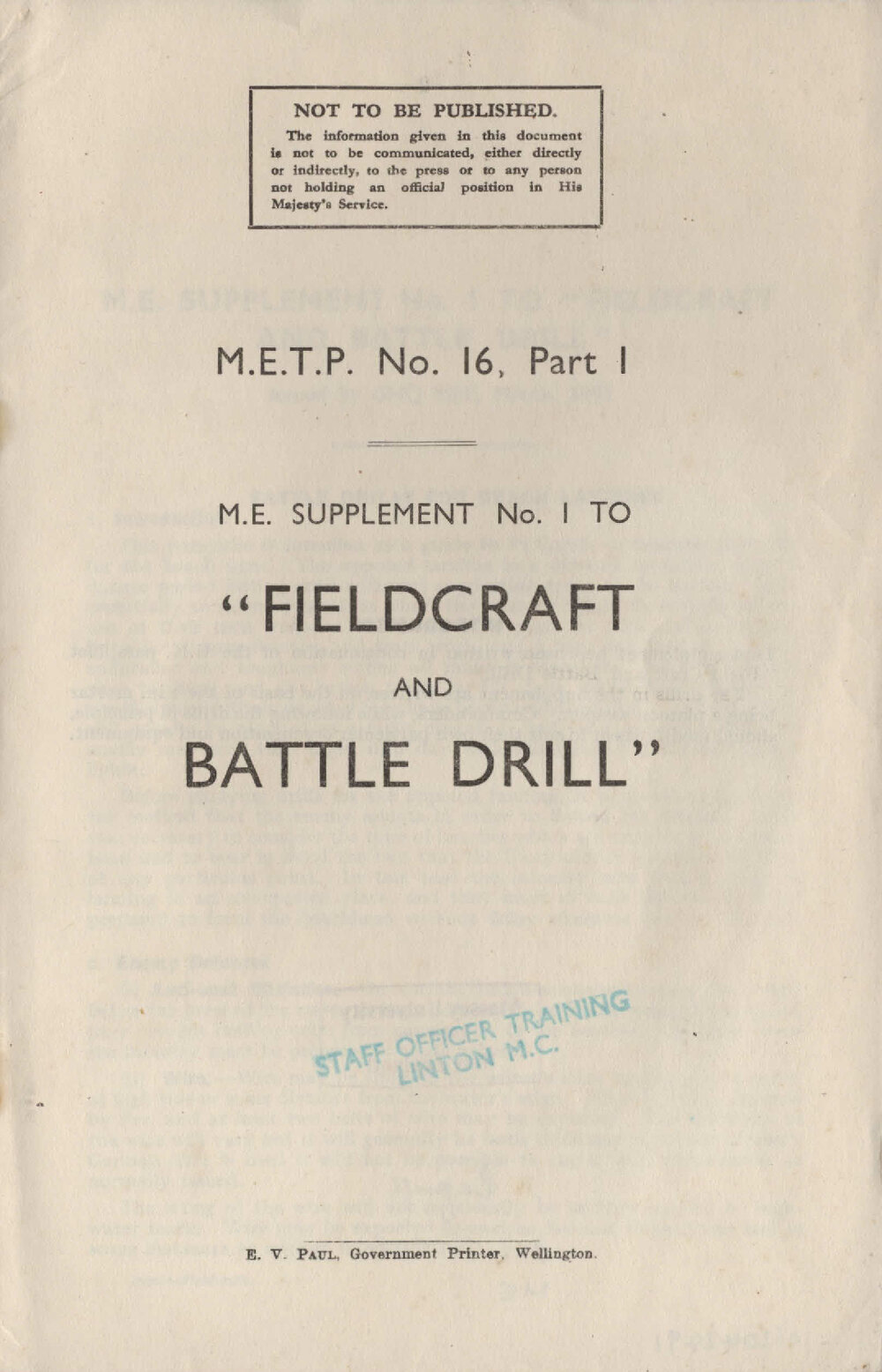  M.E. supplement No. 1 to "Fieldcraft and battle drill"