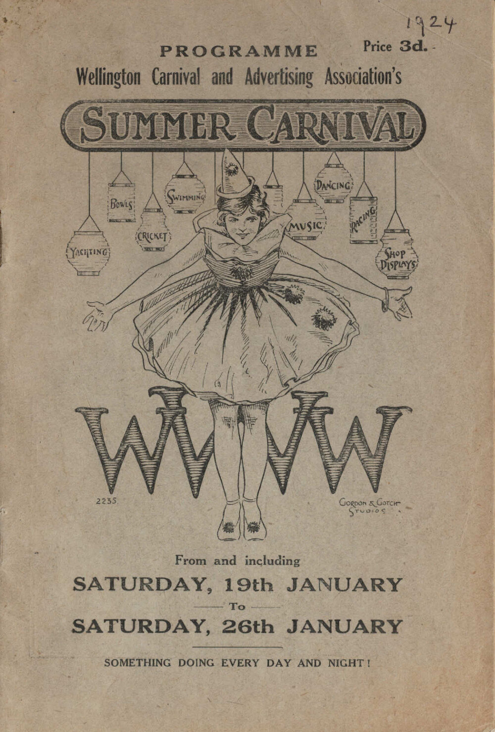 Official programme: Wellington Carnival and Advertising Association's Wellington Welcome Week, 19th to 26th January, 1924