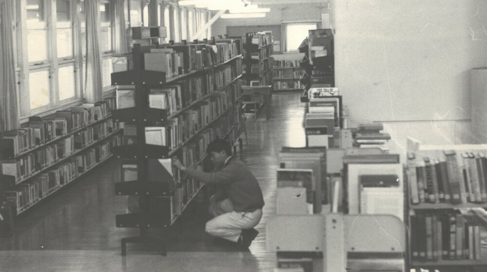 Wellington Polytechnic. Temporary library in prefabricated building, 1960s