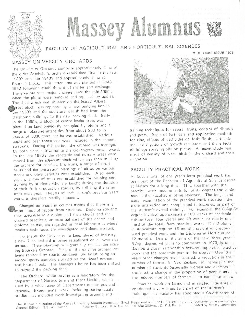 Massey Alumnus - Faculty of Agricultural and Horticultural Science, December 1978