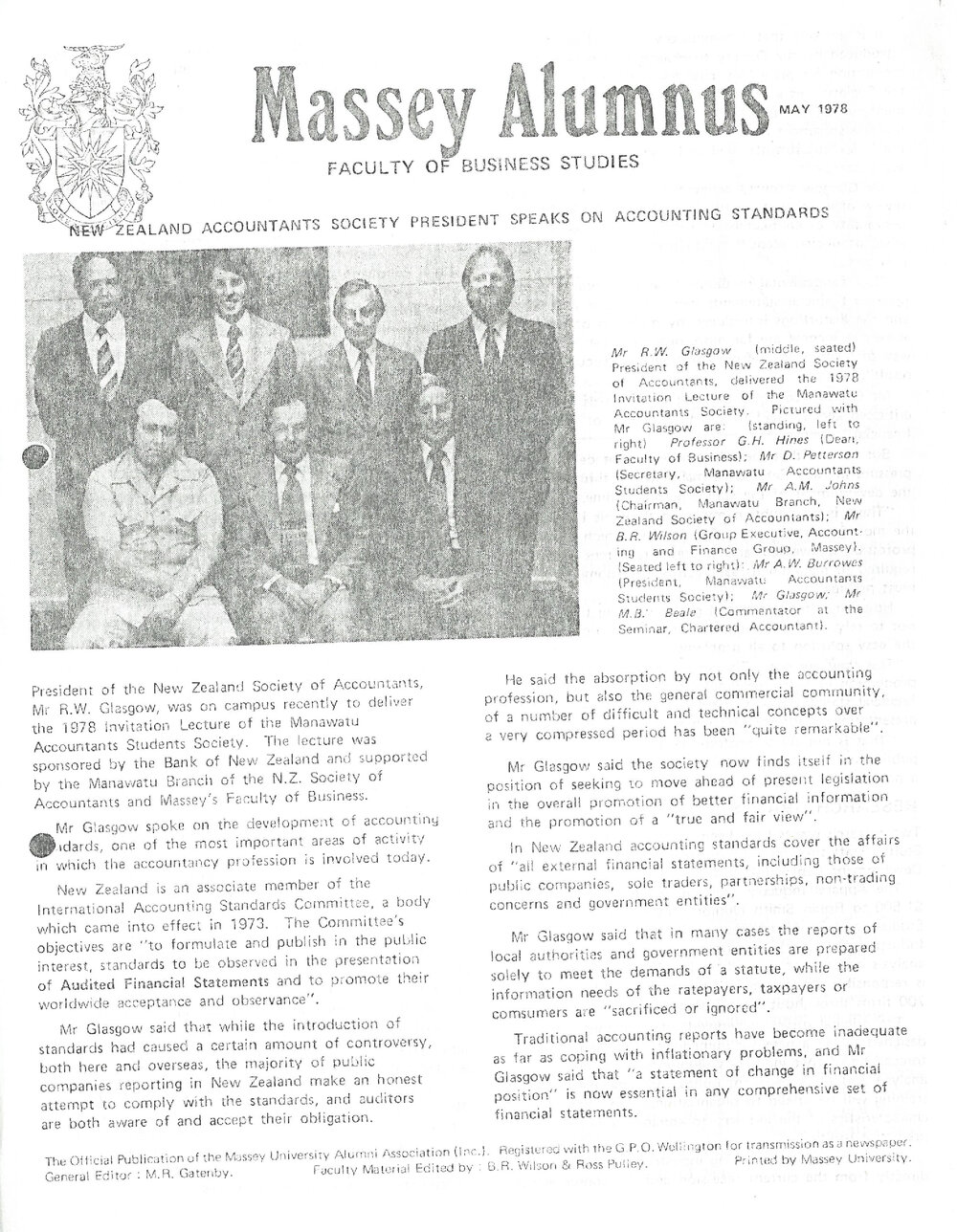 Massey Alumnus - Faculty of Business Studies, May 1978