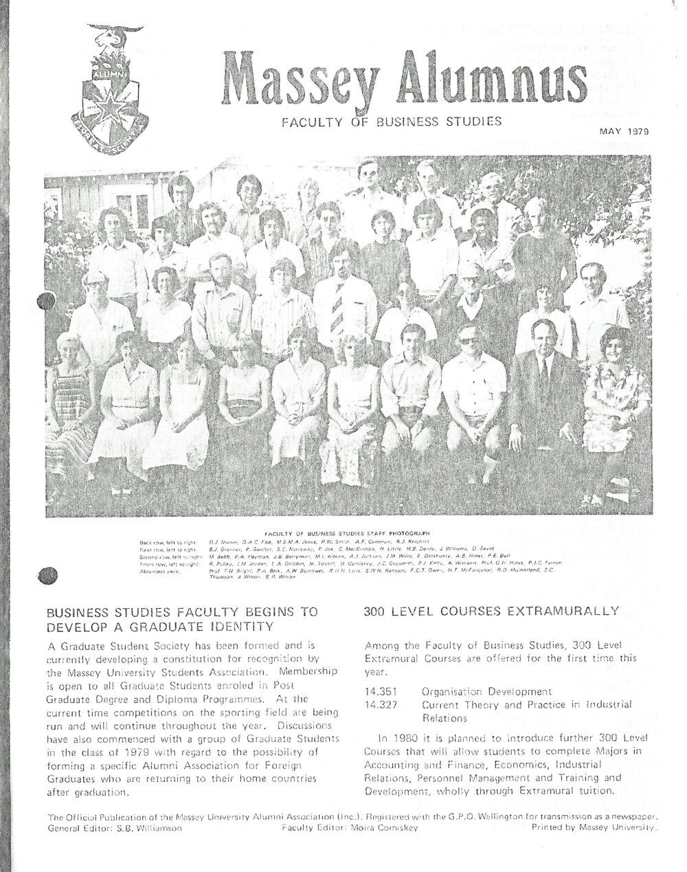 Massey Alumnus - Faculty of Business Studies, May 1979