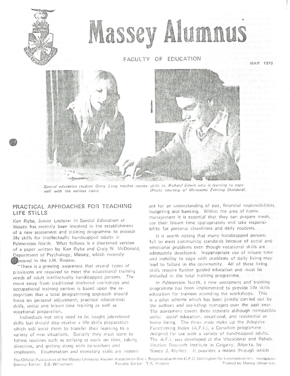 Massey Alumnus - Faculty of Education, May 1979