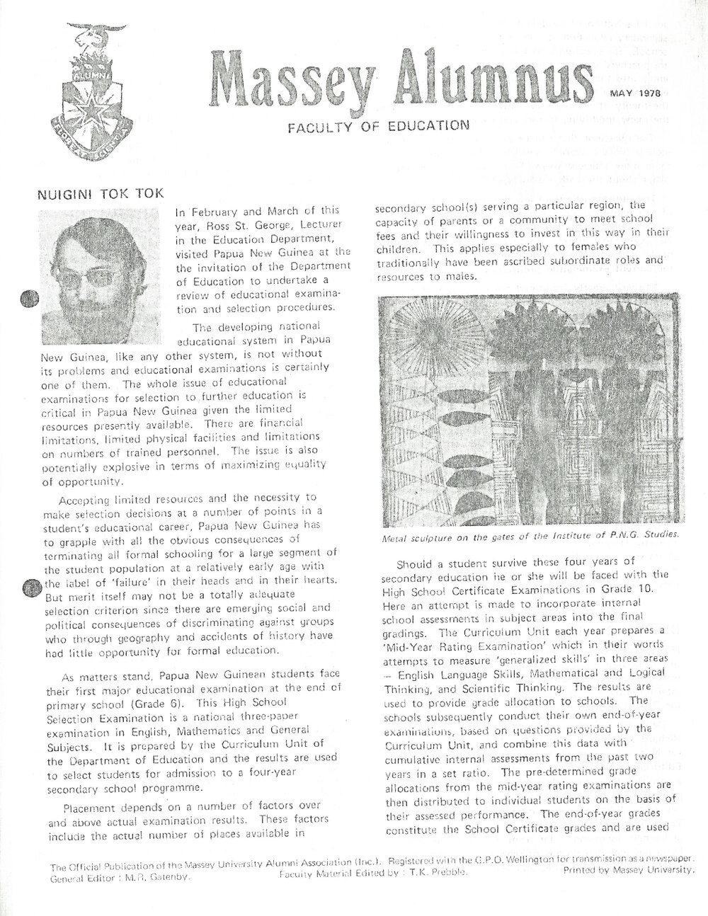 Massey Alumnus - Faculty of Education, May 1978