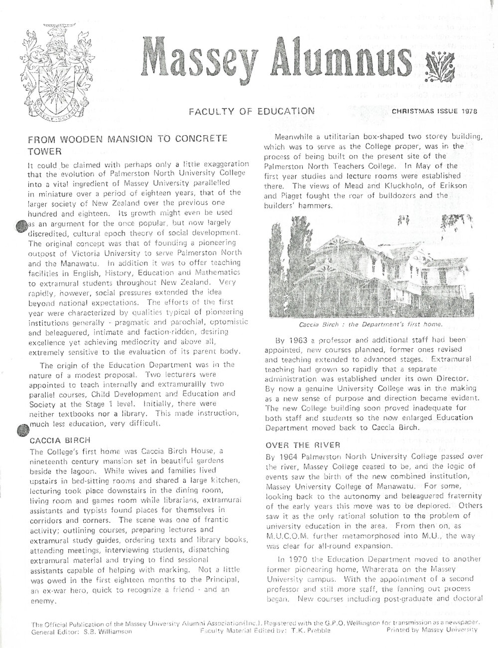 Massey Alumnus - Faculty of Education, December 1978
