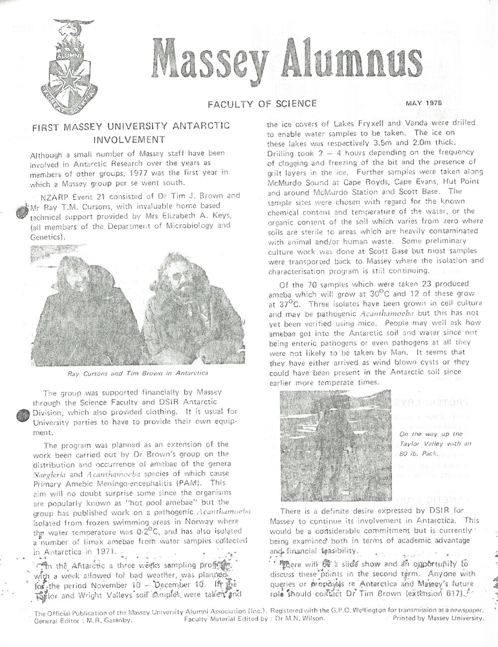 Massey Alumnus - Faculty of Science, May 1978