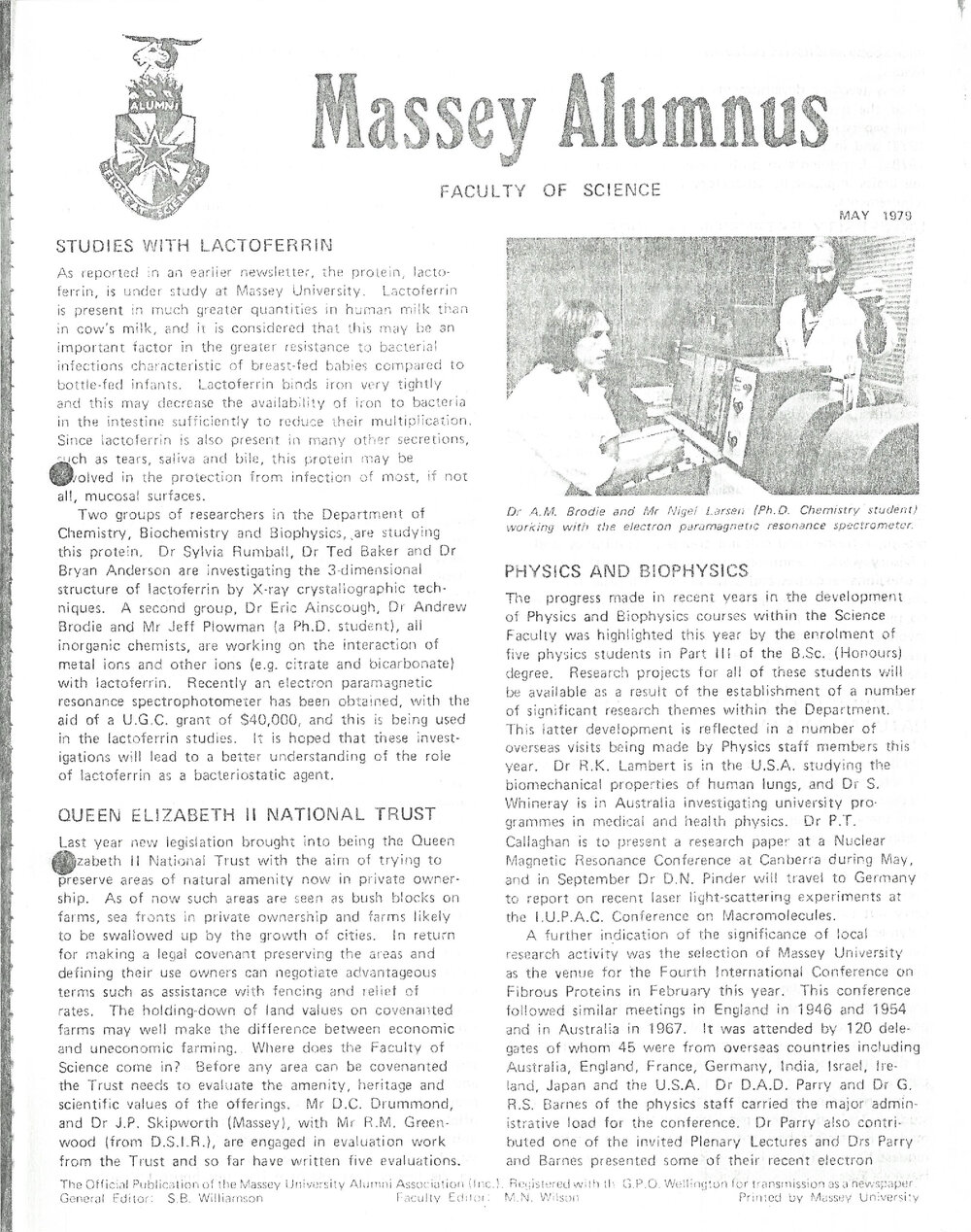 Massey Alumnus - Faculty of Science, May 1979