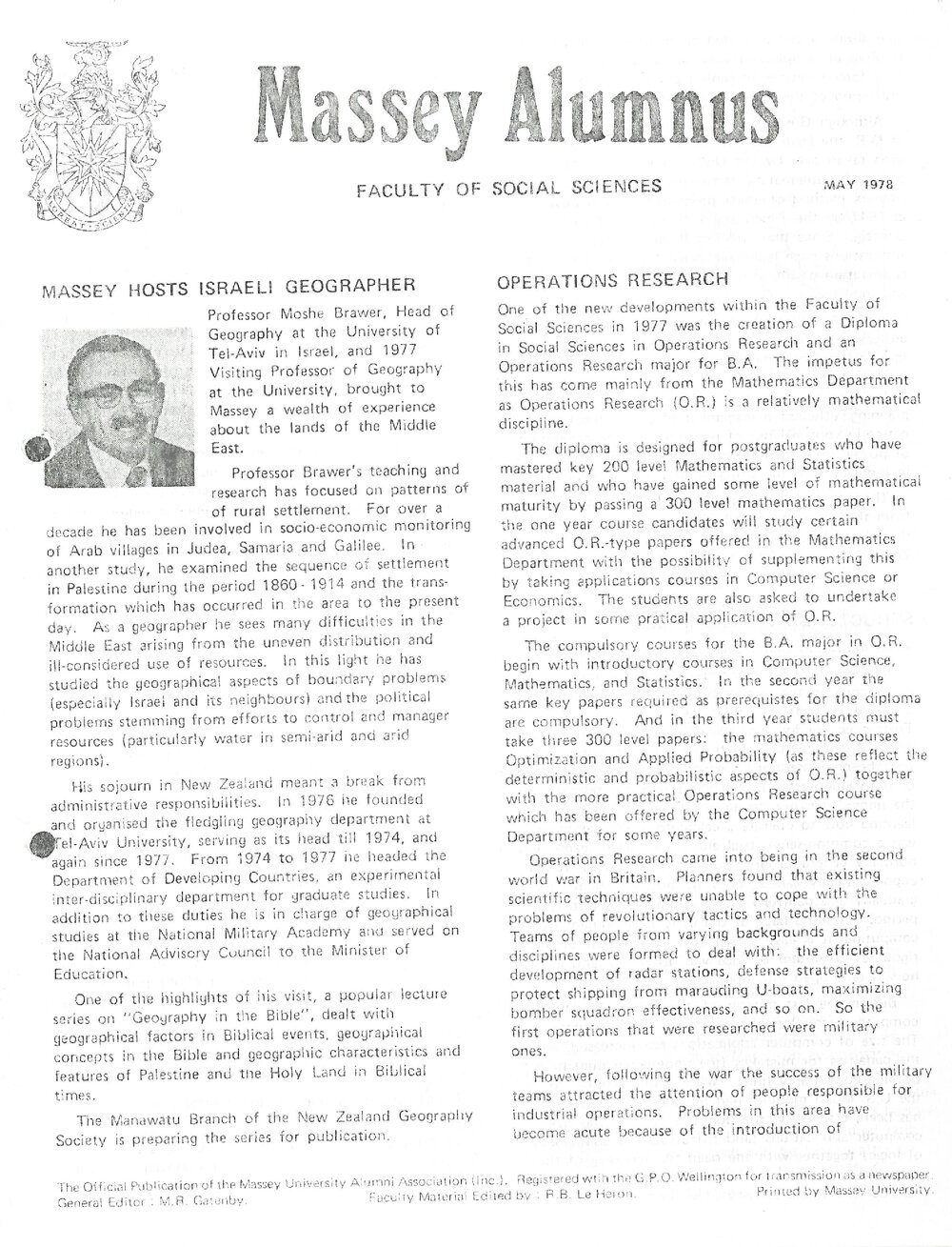 Massey Alumnus - Faculty of Social Sciences, May 1978