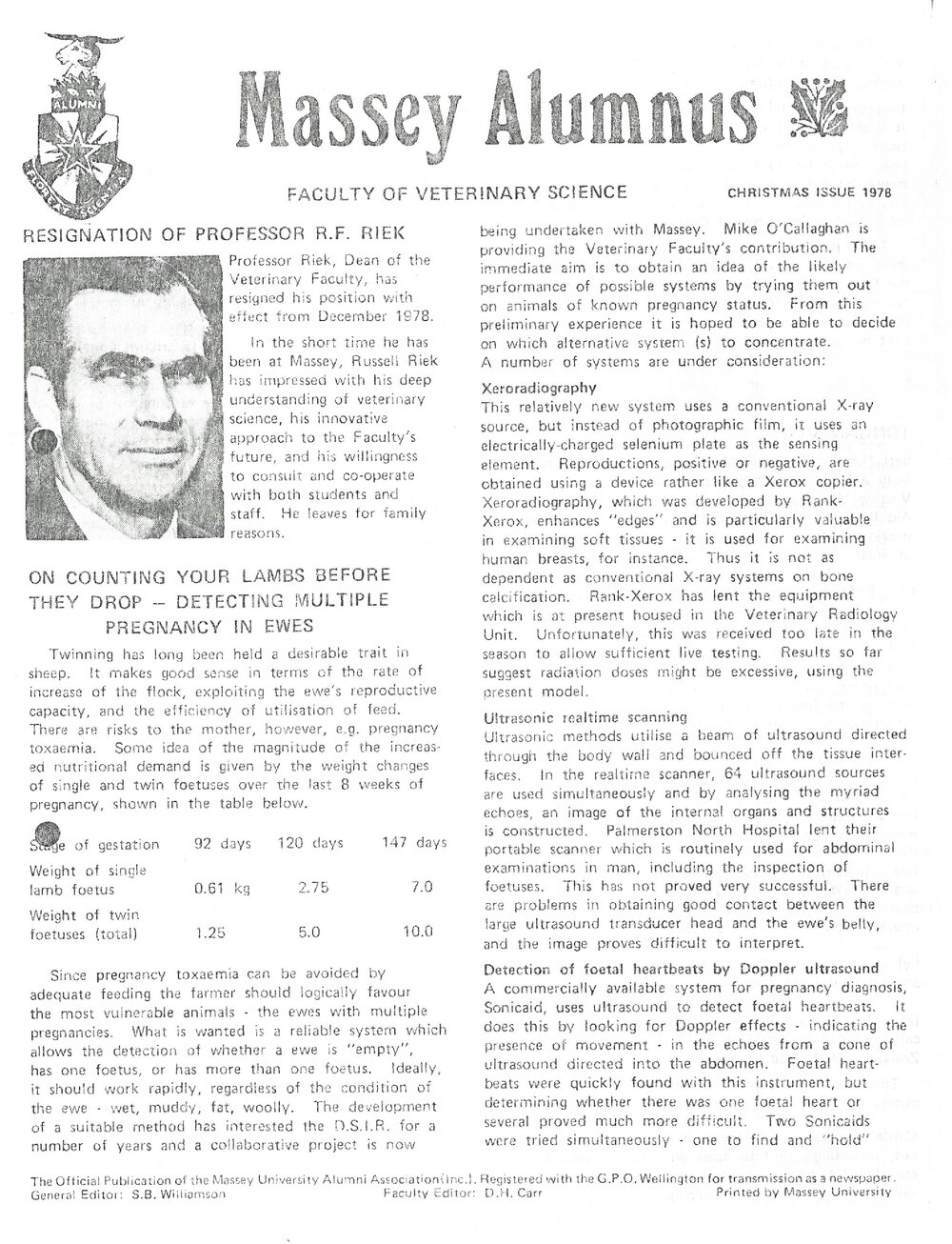 Massey Alumnus - Faculty of Veterinary Science, December 1978