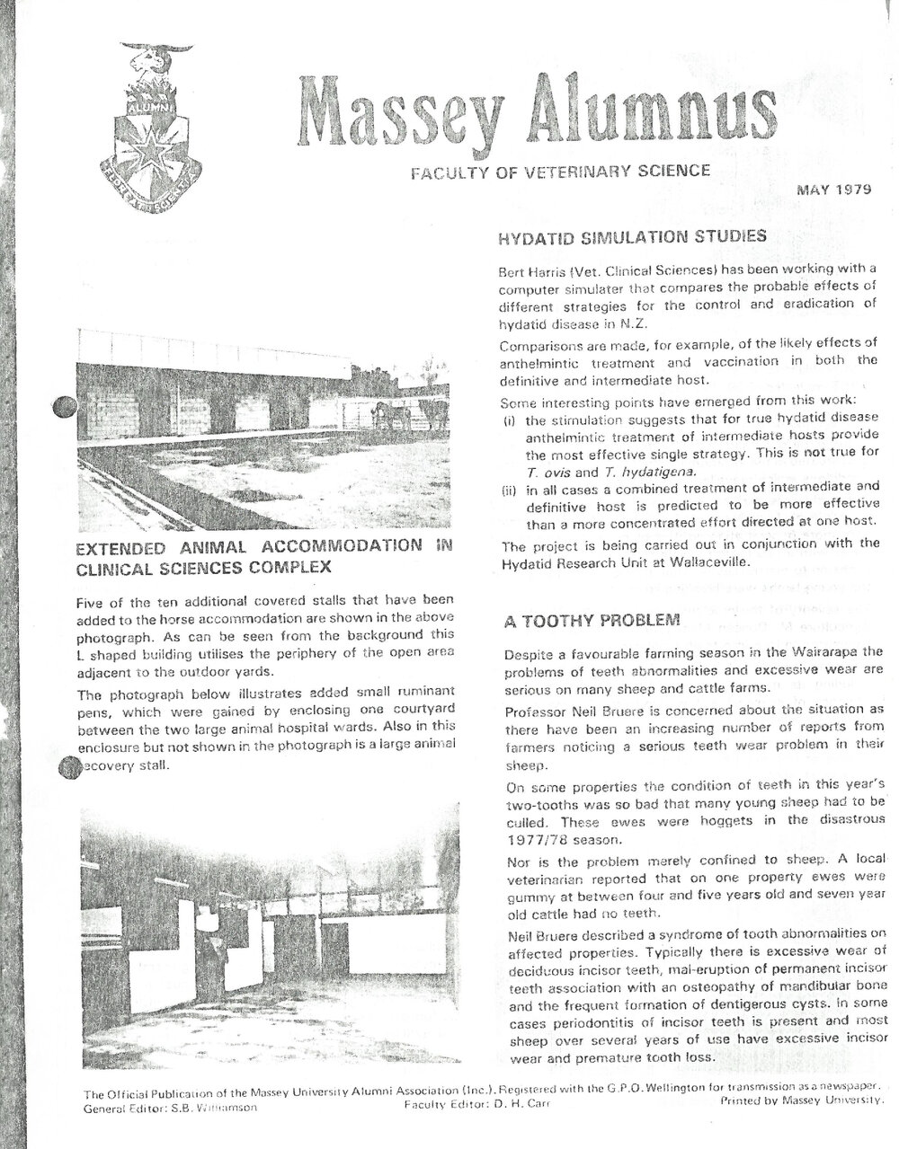 Massey Alumnus - Faculty of Veterinary Science, May 1979