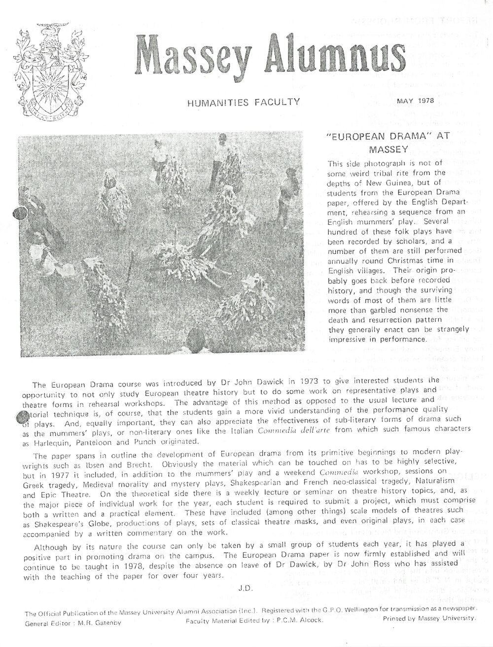 Massey Alumnus - Humanities Faculty, May 1978