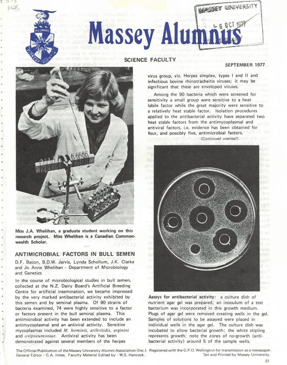 Massey Alumnus - Science Faculty, September 1977