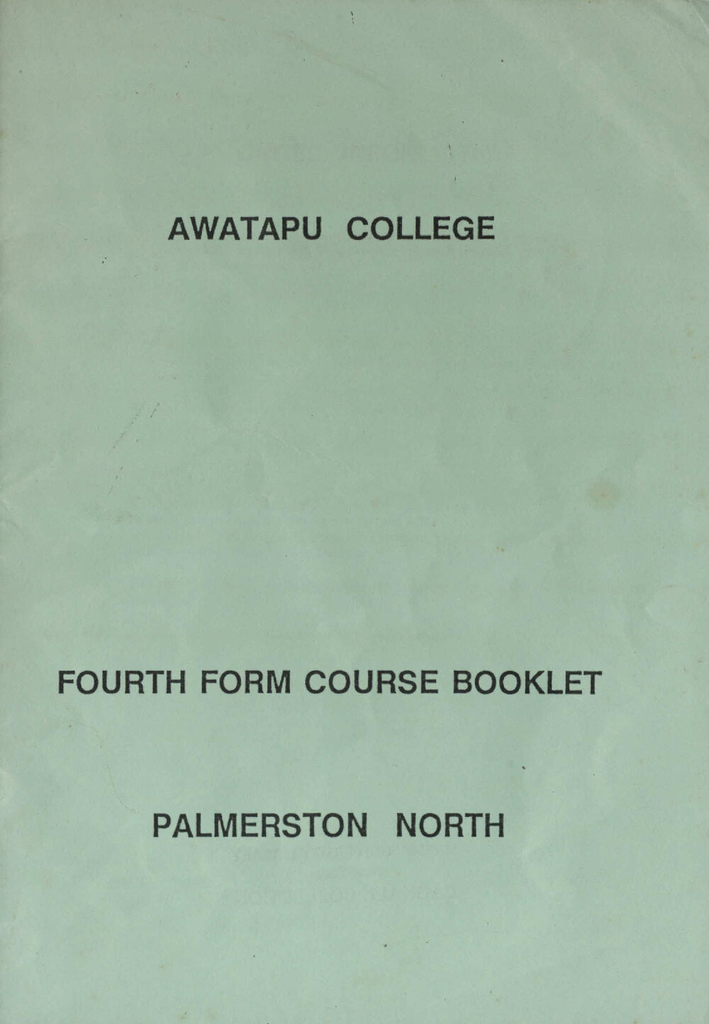 Awatapu College Fourth Form course booklet, 1994 