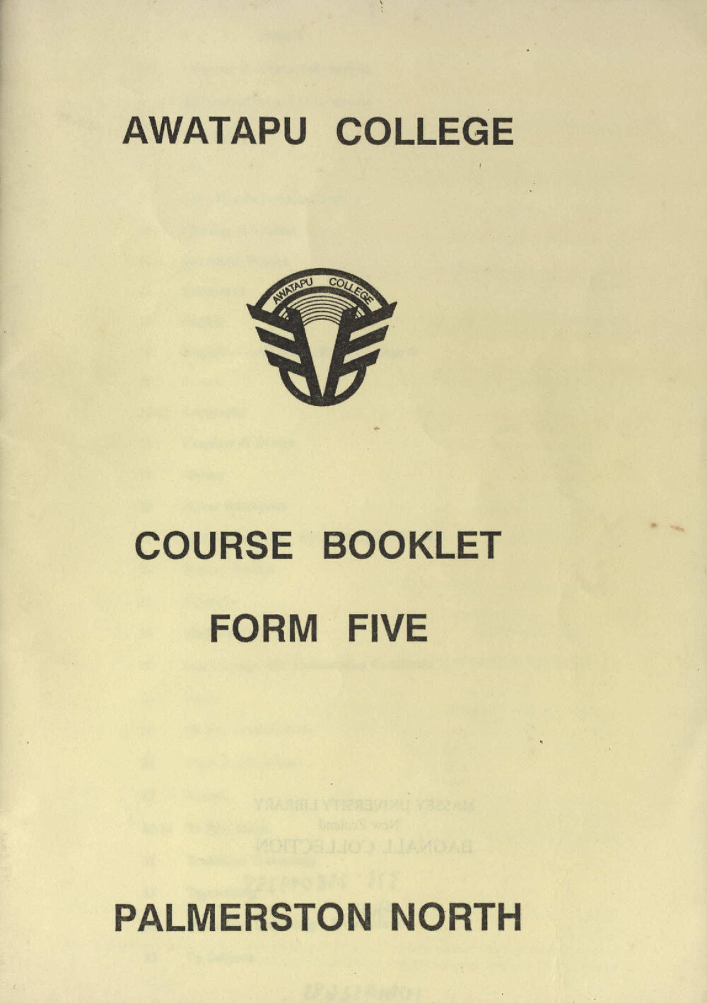 Awatapu College Fifth Form course booklet, 1994 