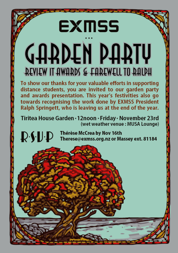Extramural Students' Society. Garden Party invitation, 23 November 2012