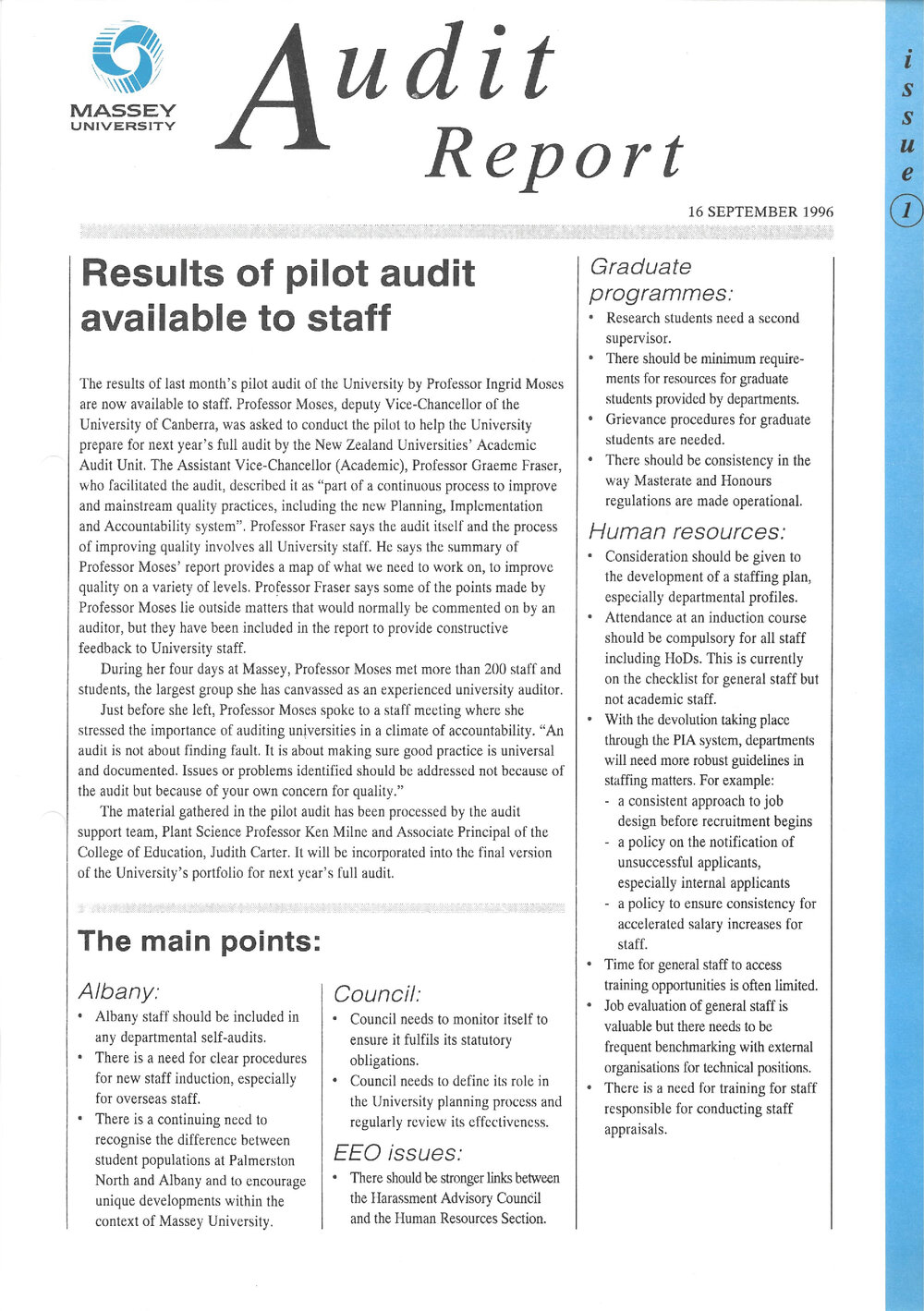 MU Audit Report, 1, 16 September 1996