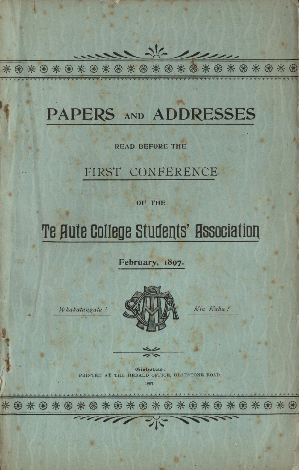 Papers and addresses read before the first conference of the Te Aute College Students' Association