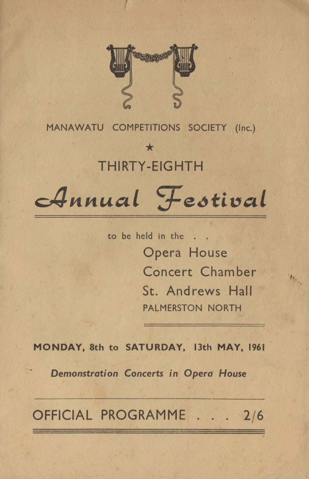Annual festival: official programme, Manawatu Competitions Society