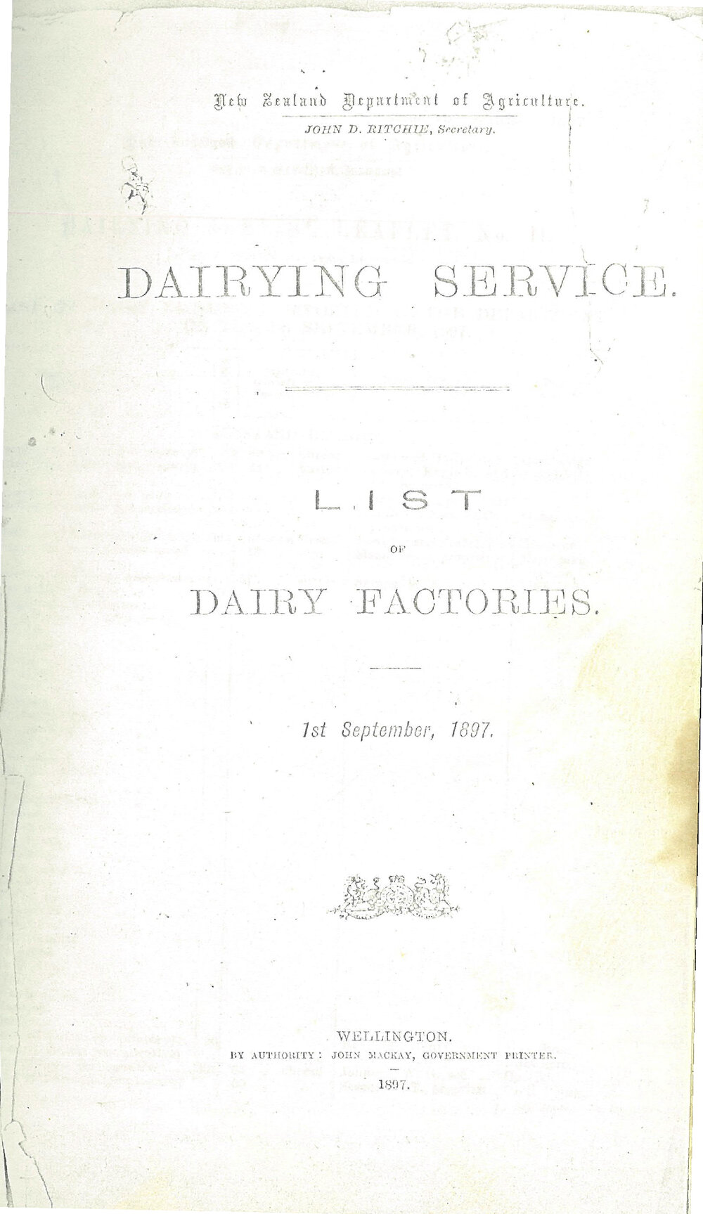 List of Dairy Factories, 1897