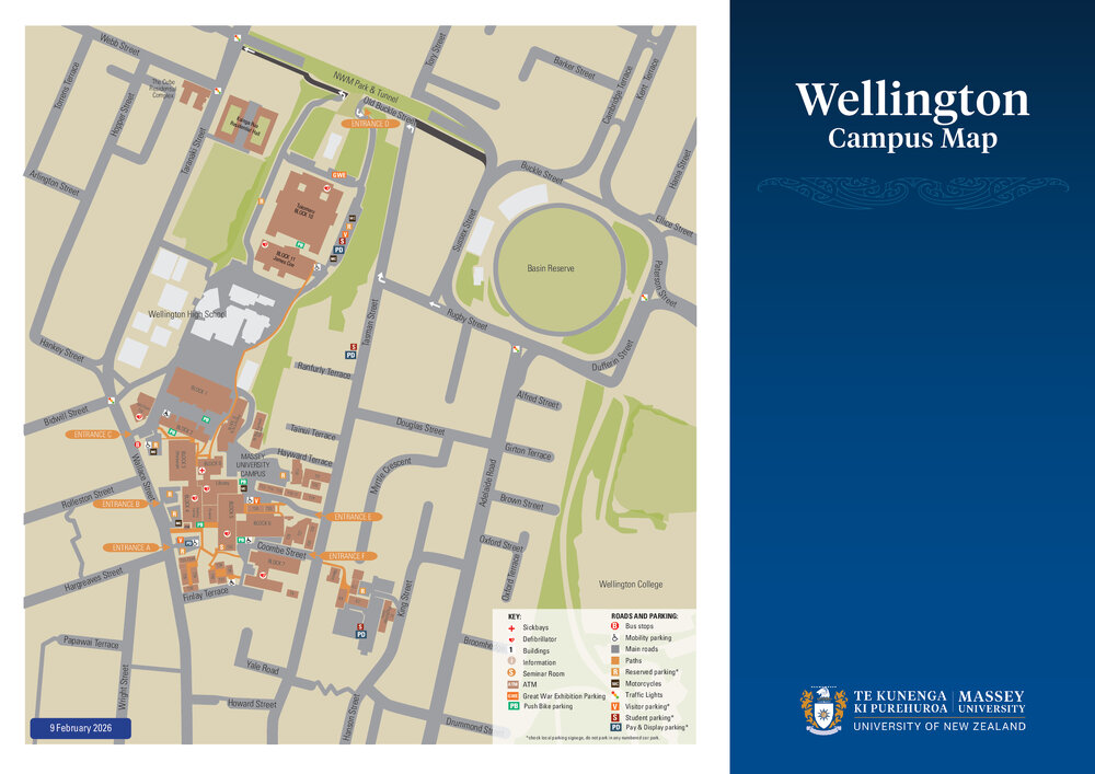 Campus Map, Massey University, Wellington, 2026