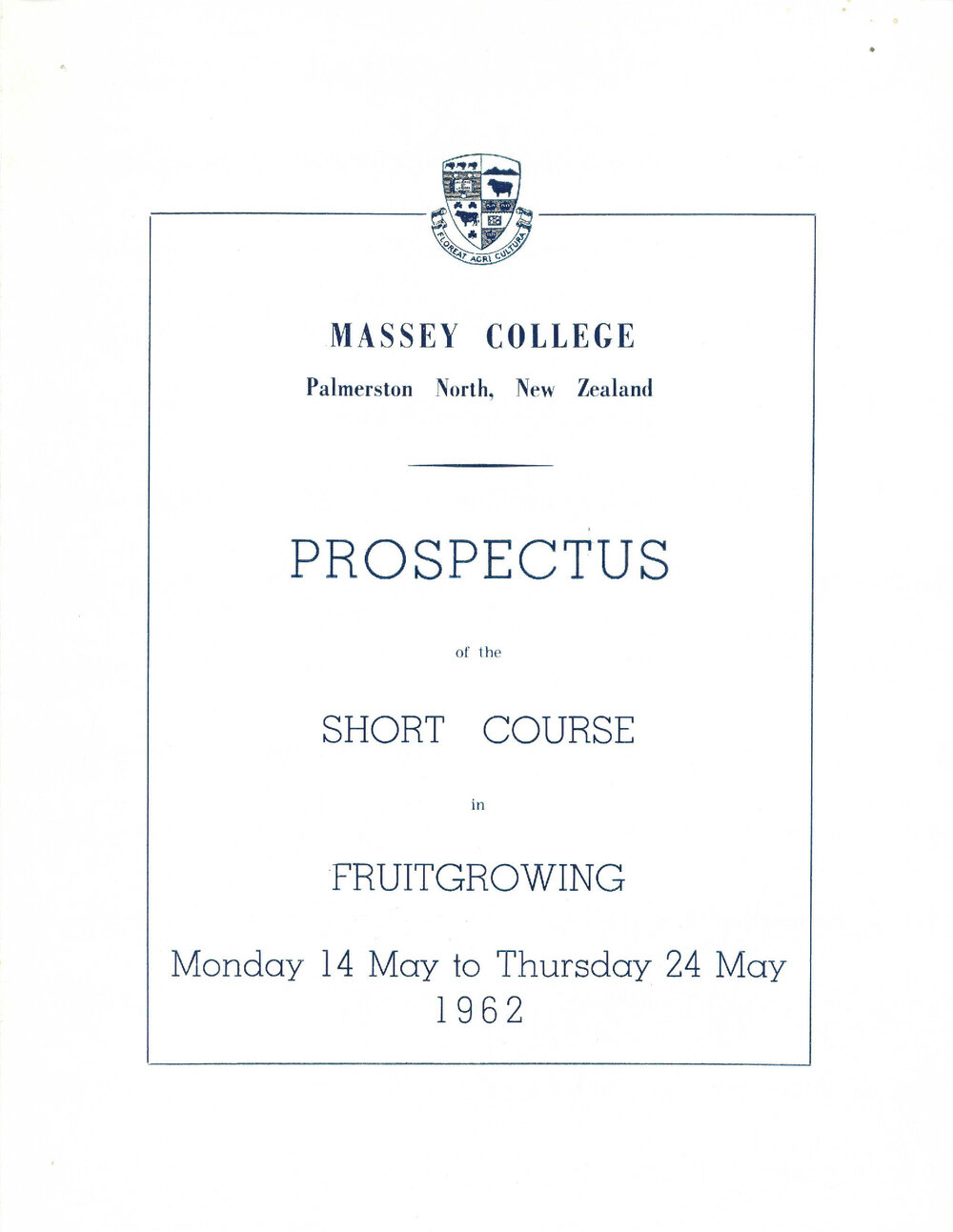 Prospectus of the Short Course in Fruitgrowing, 1962