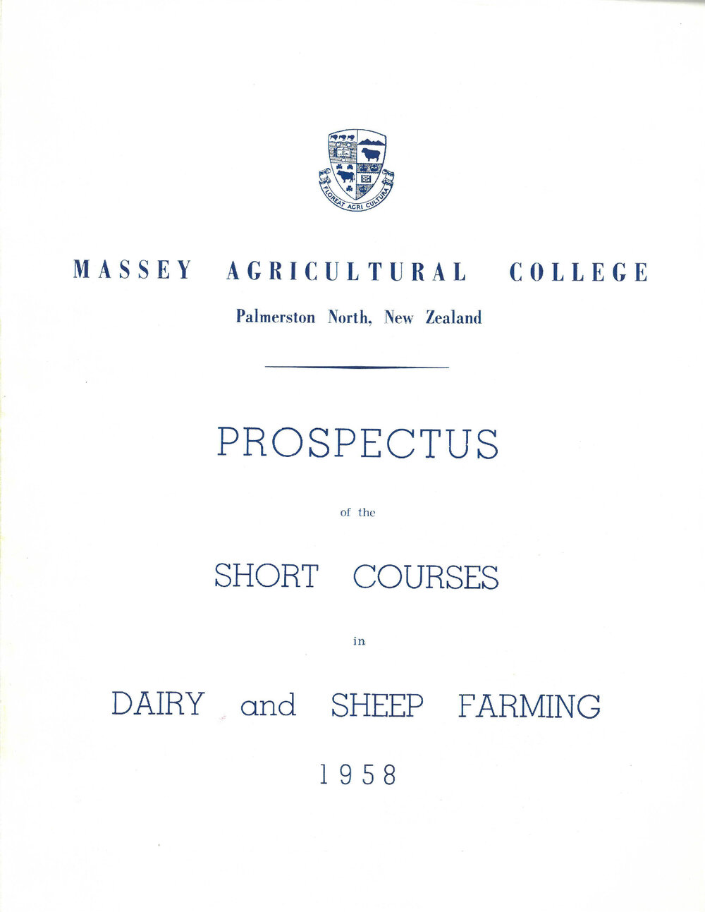 Prospectus of the Short Courses in Dairy and Sheep Farming, 1958