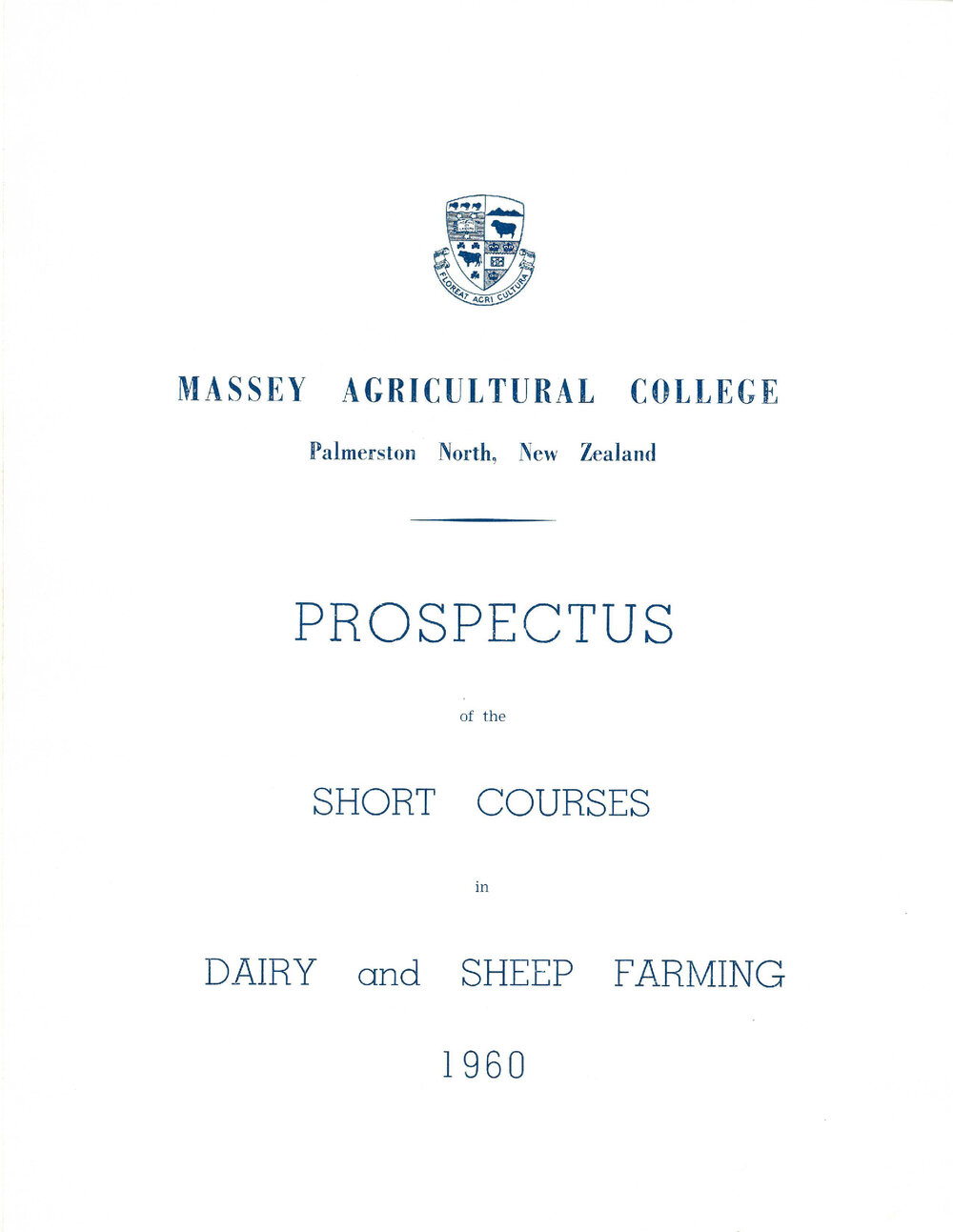 Prospectus of the Short Courses in Dairy and Sheep Farming, 1960
