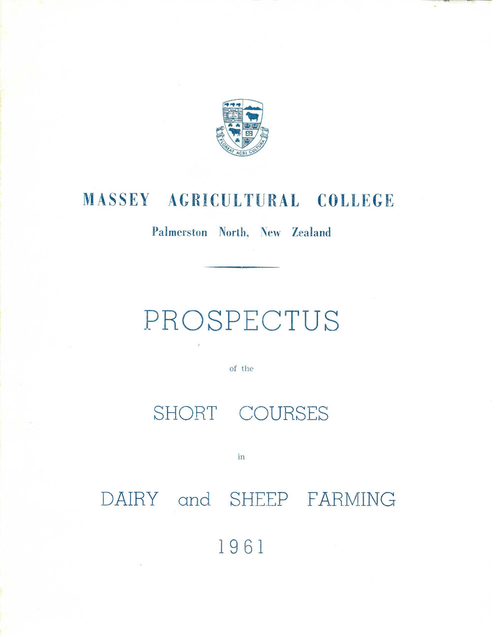 Prospectus of the Short Courses in Dairy and Sheep Farming, 1961