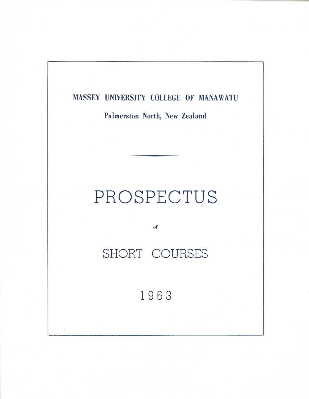 Prospectus of Short Courses, 1963