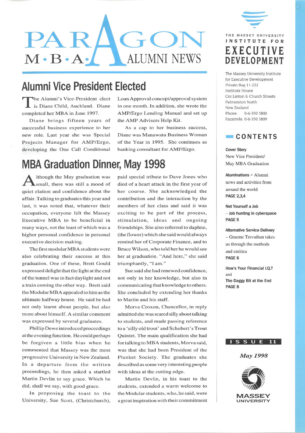 Paragon MBA Alumni News, 11, May 1998