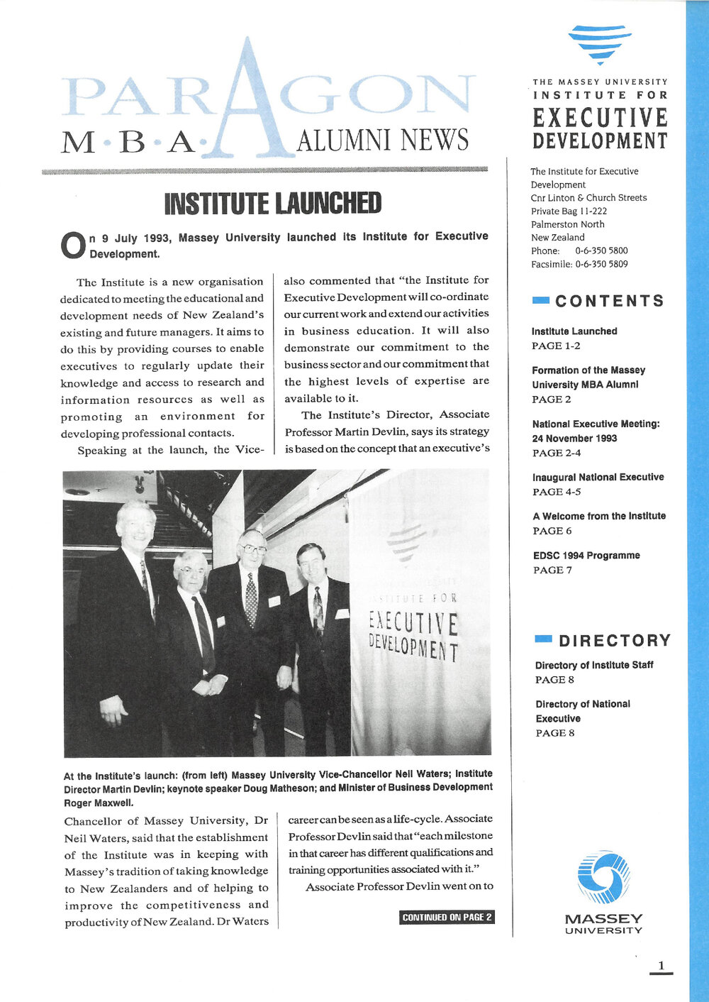 Paragon MBA Alumni News, 1, 1994