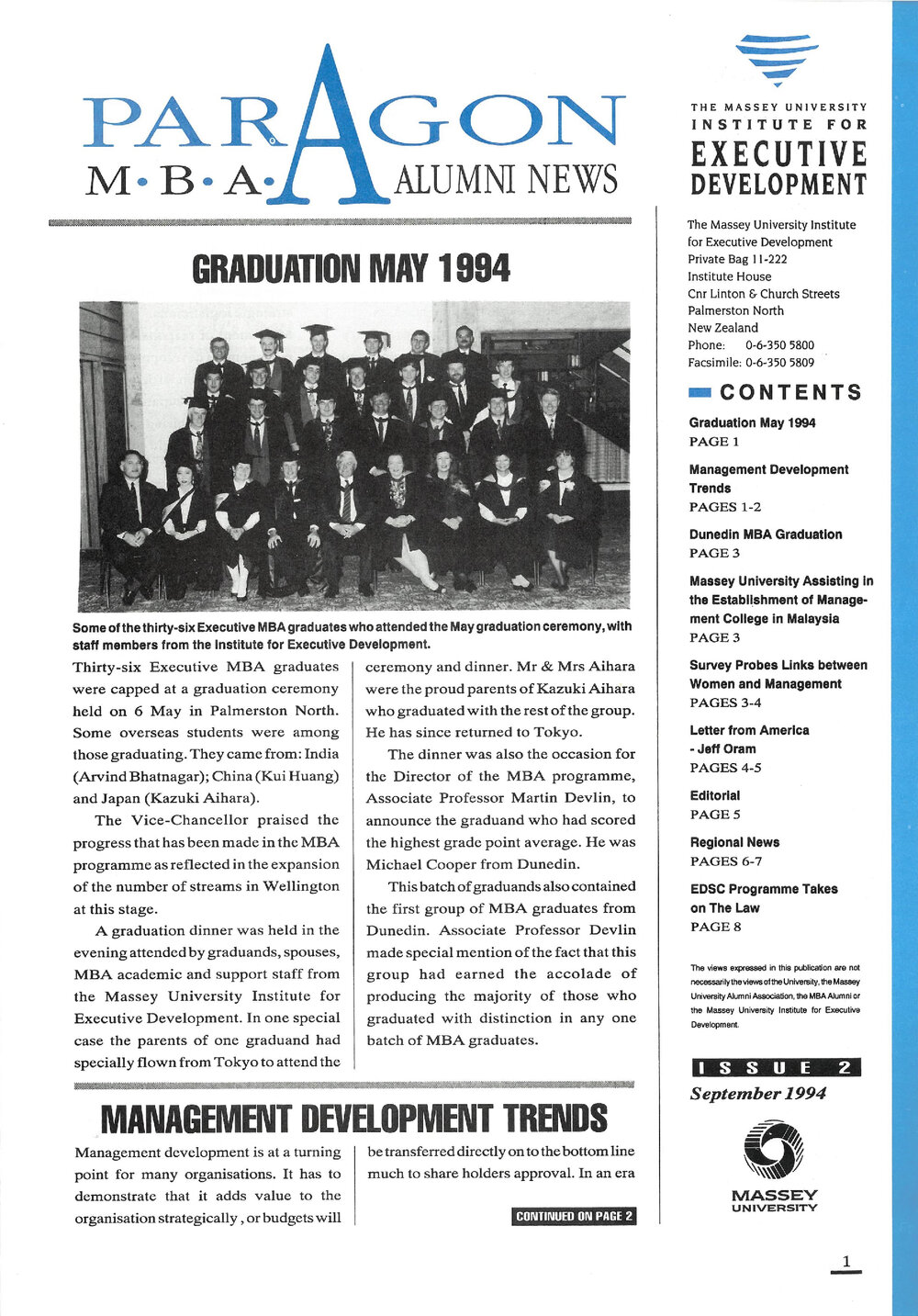 Paragon MBA Alumni News, 2, September 1994