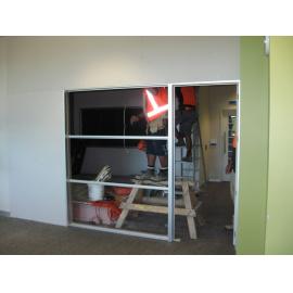 Library, Auckland campus. Library Extension, temporary wall, January 2009