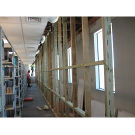 Library, Auckland campus. Library Extension, temporary wall, January 2009