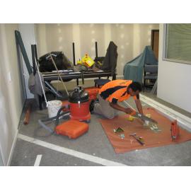 Library, Auckland campus. Library Extension, temporary wall, January 2009