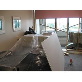 Library, Auckland campus. Library Extension, temporary wall, January 2009