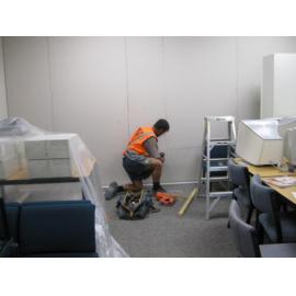 Library, Auckland campus. Library Extension, temporary wall, January 2009