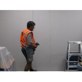 Library, Auckland campus. Library Extension, temporary wall, January 2009