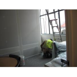 Library, Auckland campus. Library Extension, temporary wall, January 2009