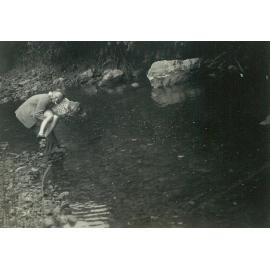 Students at a stream, circa 1947