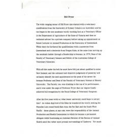 Honorary doctorate citation, William Pryor, 1988