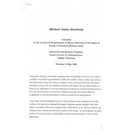 Honorary doctorate citation, Michael James Houstoun, 1999